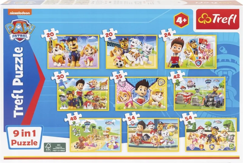 Paw Patrol 9 in 1 puzzel - 9 verschillende Trefl puzzels from Trefl – box