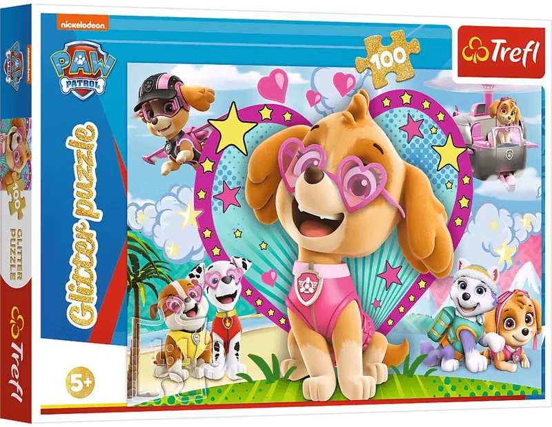 PAW Patrol Glitter Legpuzzel - 100 stukjes - Vanaf 5 jaar von Trefl, Ausgabe Mehrfarbig – Schachtel