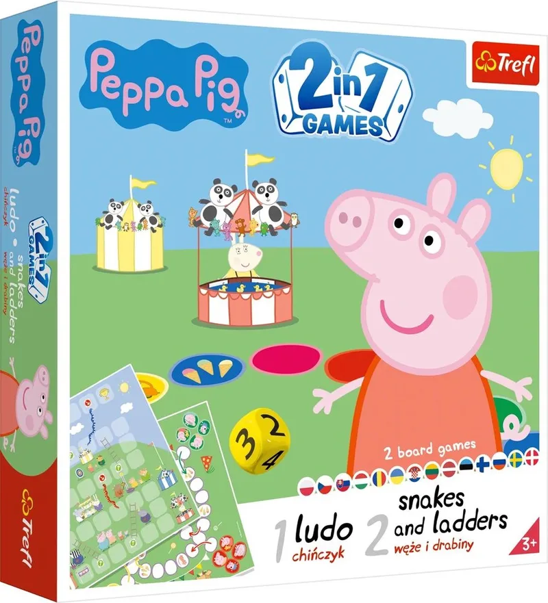 Peppa Pig 2 in 1 Ludo & Snakes and Ladders Bordspel Familie von Trefl – Schachtel