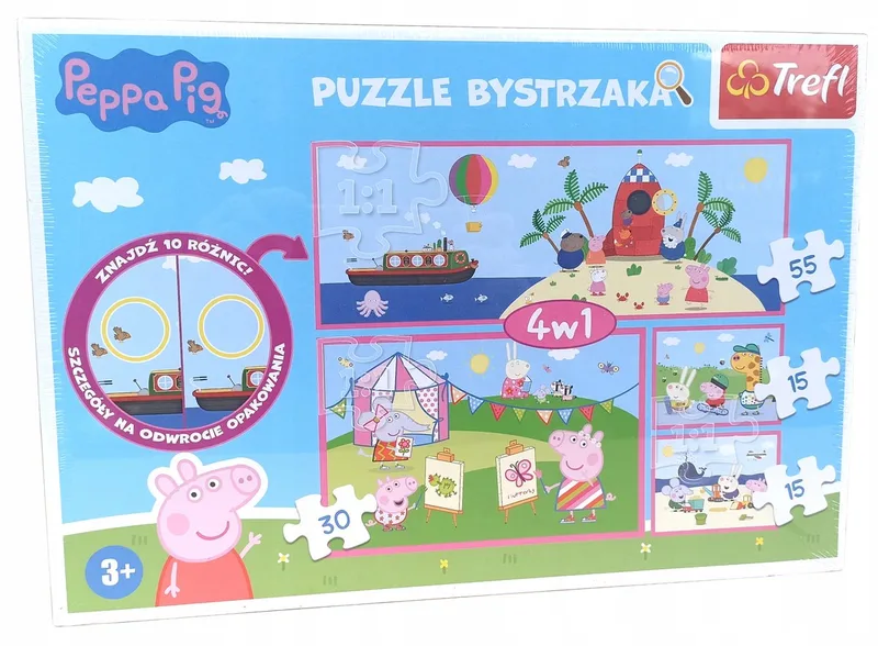Peppa Pig Educatieve Puzzels - 4 Sets met 115 Stukjes fra Trefl, Flerfarvet-udgave – æske