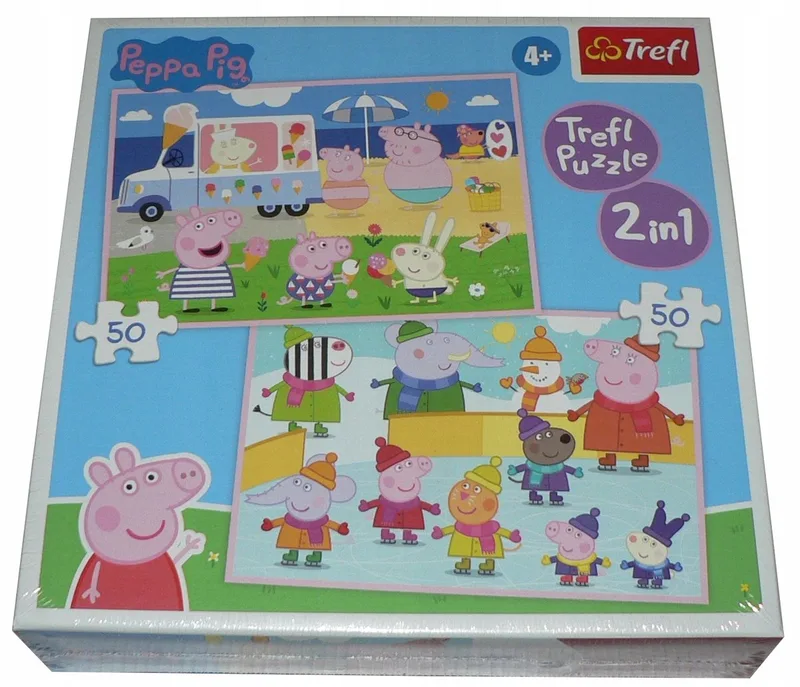 Peppa Pig Puzzel 2x50 Stukjes - 2 in 1 fra Trefl – æske