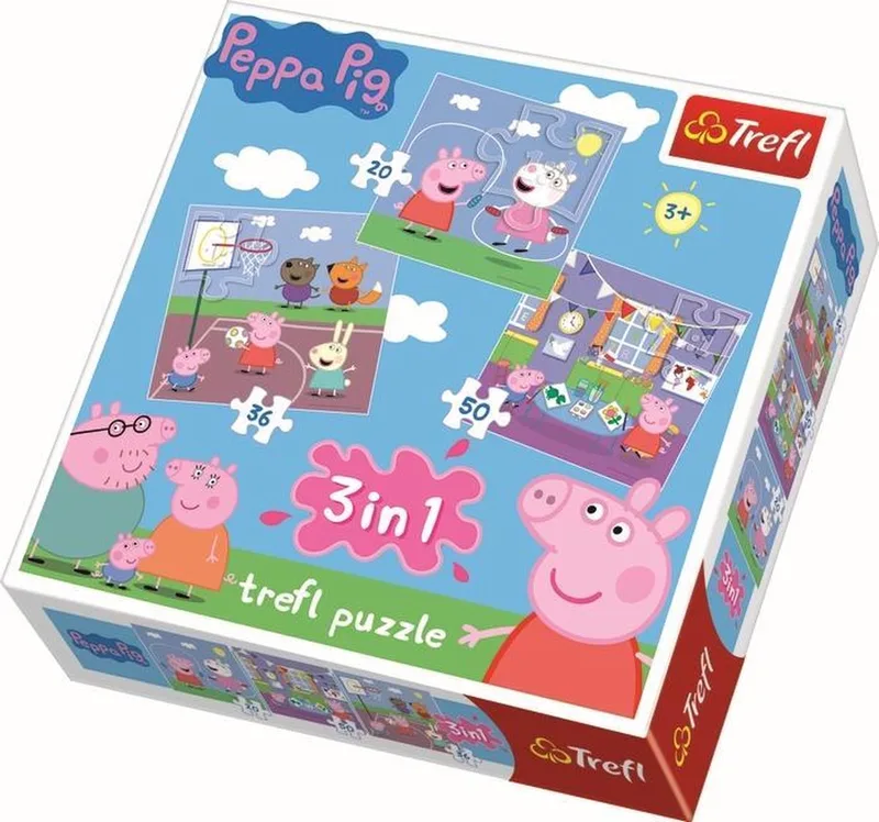 Peppa Pig Puzzel 3 in 1 - Spelen op school from Trefl, Multicolour edition – box