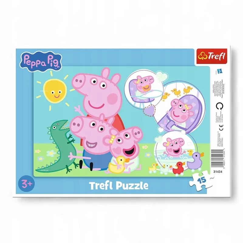 Peppa Pig Puzzel met Frame, 15 Stukjes - Leuke Peppa van Trefl, editie Meerkleurig – doos