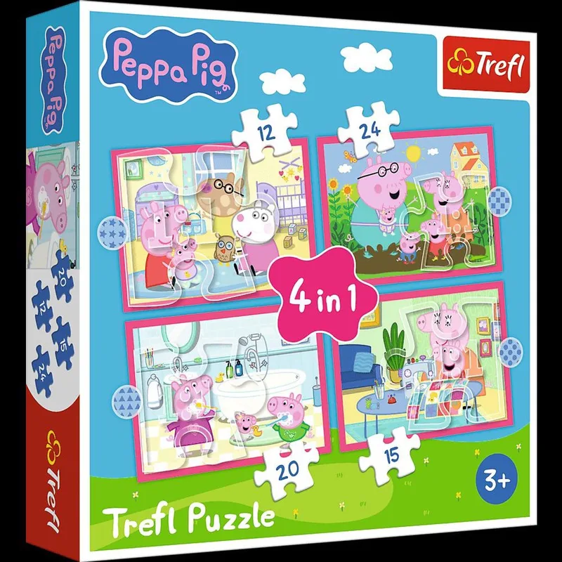 Peppa Pig puzzel speelgoed - 4-in-1 legpuzzel avontuur. van Trefl, editie Meerkleurig – doos