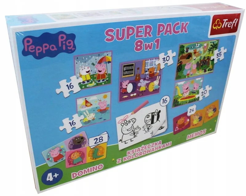 Peppa Pig Super Pack 8-in-1 puzzel- en spelletjesset från Trefl – kartong