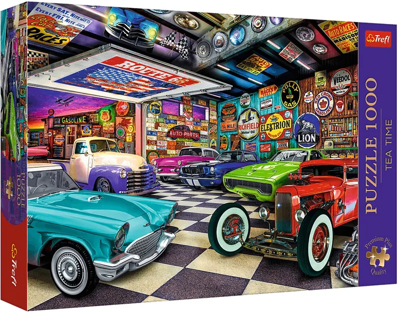 Premium Plus Tea Time Car Collectors Garage Legpuzzel - 1000 stukjes - Vanaf 12 jaar van Trefl, editie Meerkleurig – doos