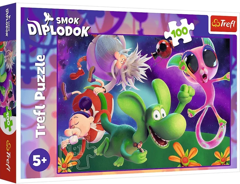 Puzzel 100 Stukjes: Draak Diplodocus en Vrienden de Trefl, édition Multicolore – boîte