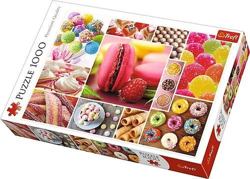 puzzel 1000 stukjes - Candy Collage - kleurrijk speelgoed. van Trefl, editie Meerkleurig – doos