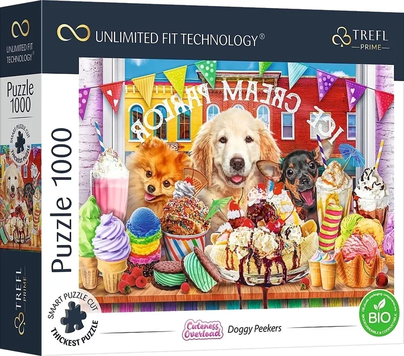 puzzel - 1000 stukjes fra Trefl, Glurende Honden-udgave – æske