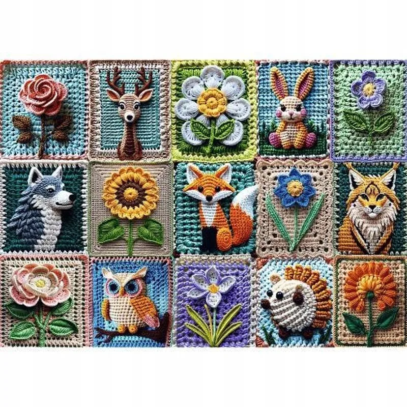 Puzzel 1000 Stukjes: Haken, Mijn Passie - Dieren & Bloemen van Trefl, editie Meerkleurig – doos