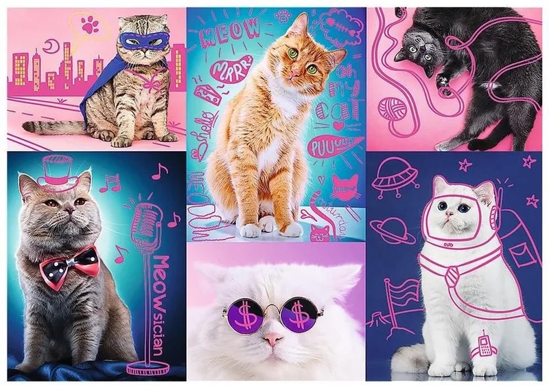 puzzel 1000 stukjes katten - Super cats dierenpuzzel. de Trefl, édition Diversen kleuren – boîte 1 sur 2