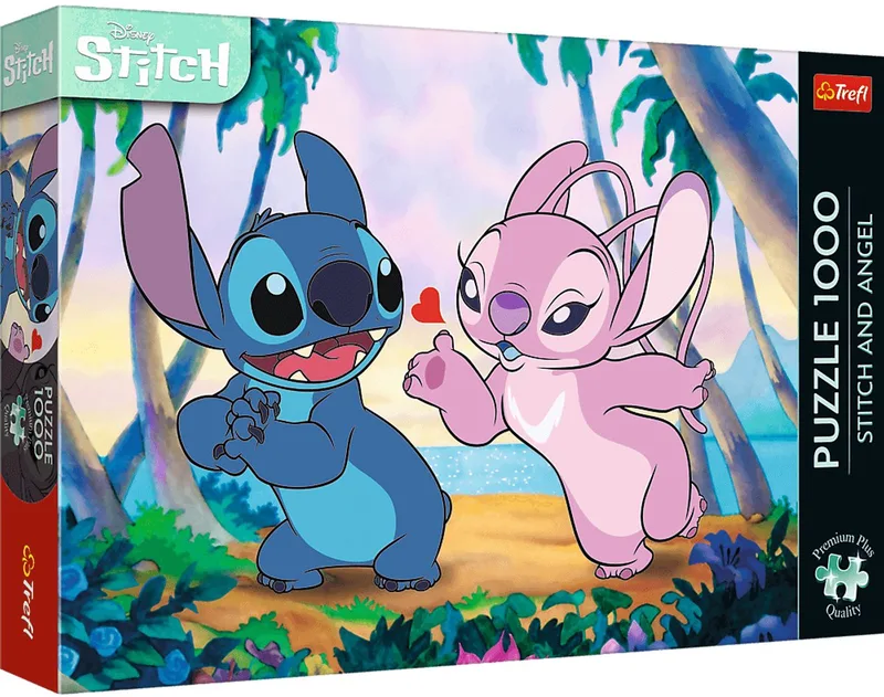 puzzel 1000 stukjes Stitch & Angel - Premium Plus karton FSC. från Trefl, utgåva Flerfärgad – kartong
