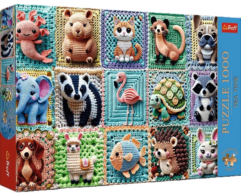 PUZZEL 1000 Trefl Premium Plus Gehaakte dieren 12093 - PUZZLE 1000 Trefl Premium Plus Szydełkowe zwierzątka 12093 van Trefl, editie Meerkleurig – doos