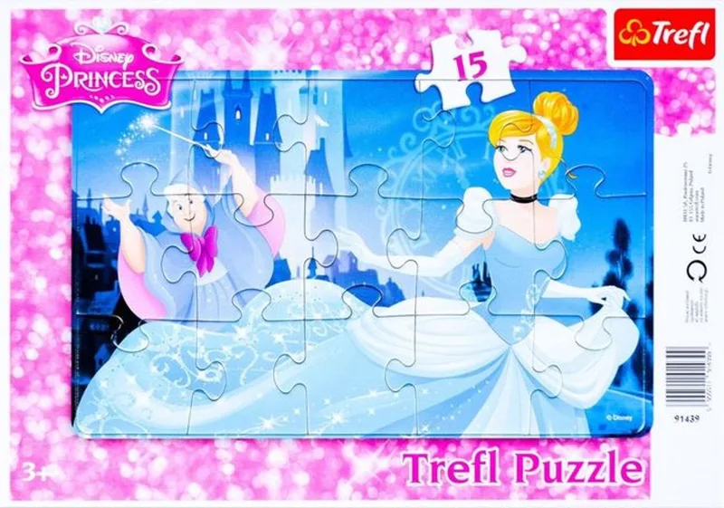 puzzel 15-delige Disney Assepoester met frame fra Trefl – æske