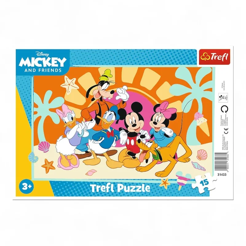 Puzzel 15 Stukjes Muis Mickey, Nieuwsgierige Mickey from Trefl, Multicolour edition – box