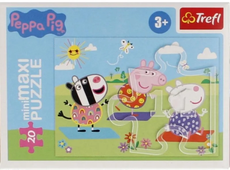 Puzzel 20 miniMaxi zorgeloze dag Peppy 1 TREFL - Puzzel 20 elementen fra Trefl – æske
