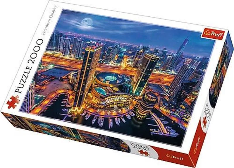 puzzel 2000 stukjes - Dubai skyline nacht - premium kwaliteit. van Trefl, editie Meerkleurig – doos