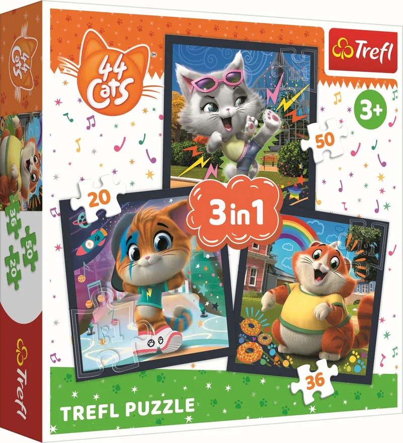 Puzzel 3in1 - Maak kennis met de schattige katten van Trefl, editie Meerkleurig – doos