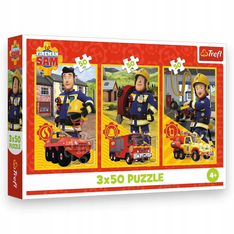Puzzel 3x50 Stuks - Brandweerman Sam, Brandweerteam van Trefl – doos
