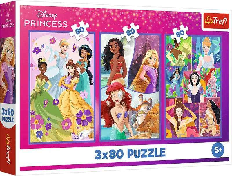 Puzzel - 3x80 - Prinsessenvrienden - Disney Prinses Trefl 34884 van Trefl, editie Meerkleurig – doos