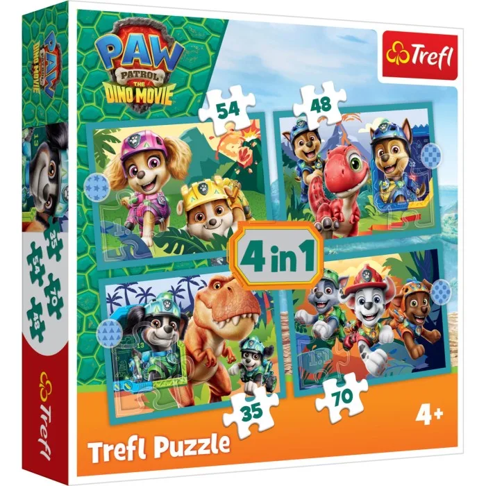Puzzel 4 In 1 Paw Patrol De Dino Film 12-15-20-24 Stuks from Trefl – box