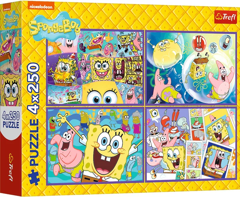 Puzzel - 4x250 - Spongebob's gekke wereld Trefl 13342 from Trefl, Multicolour edition – box