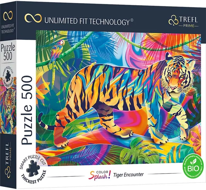 puzzel 500 stukjes Tiger Encounter FSC duurzaam karton. from Trefl, Multicolour edition – box