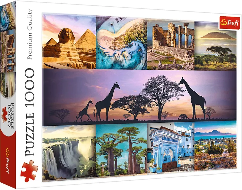 puzzel Afrika - 1000 stukjes - legpuzzel collage. van Trefl, editie Meerkleurig – doos