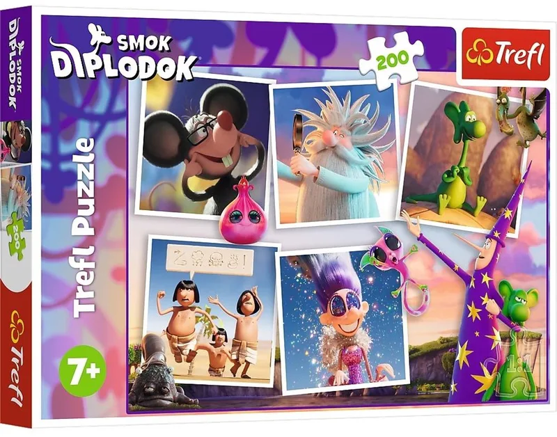 Puzzel Avonturen van de draak Diplodocus 200 stukjes - Puzzle Przygody Smoka Diplodoka 200 from Trefl, Multicolour edition – box
