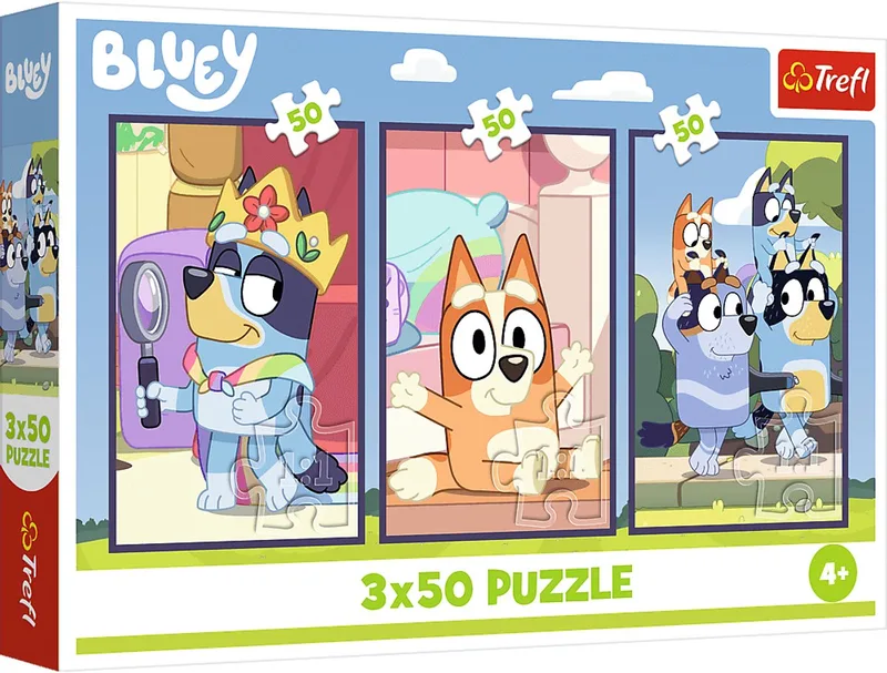 puzzel Bluey familie - 3x50 stukjes - FSC Mix 70% puzzel. van Trefl, editie Meerkleurig – doos