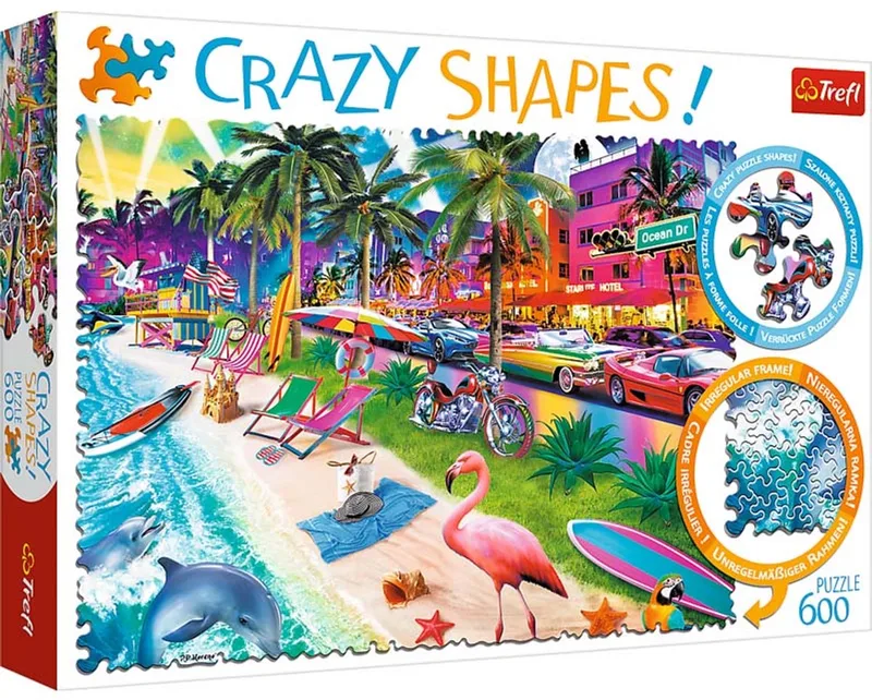 puzzel - Crazy Shapes Miami Beach - 600 stukjes karton. from Trefl, Multicolour edition – box