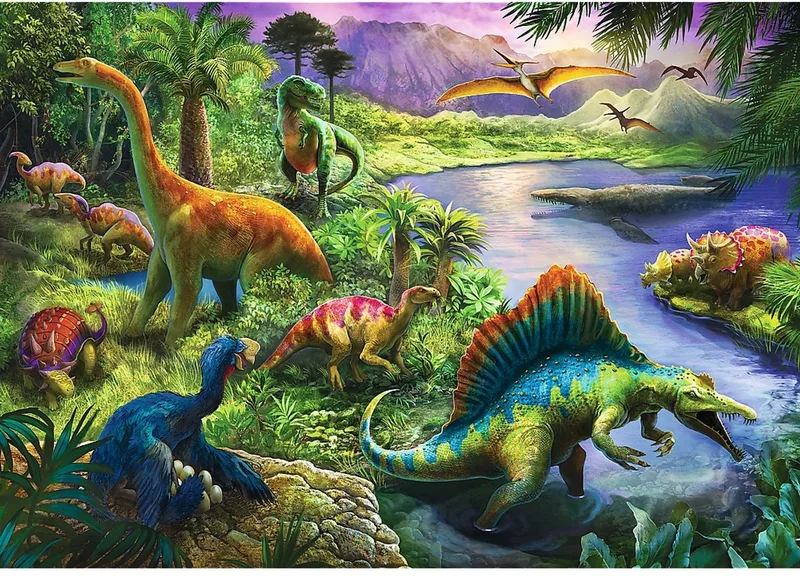 puzzel dinosaurussen - 200 stukjes legpuzzel voor kinderen. de Trefl, édition Multicolore – boîte