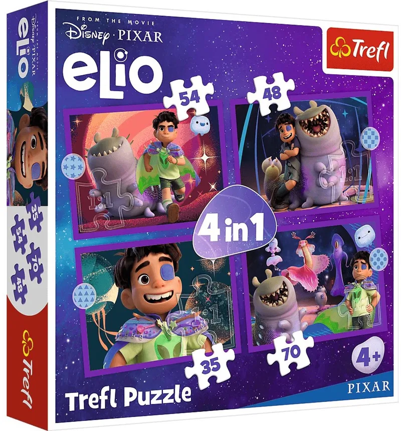 puzzel Disney Elio 4in1 - buitenaardse missies kinderpuzzel. van Trefl, editie Meerkleurig – doos
