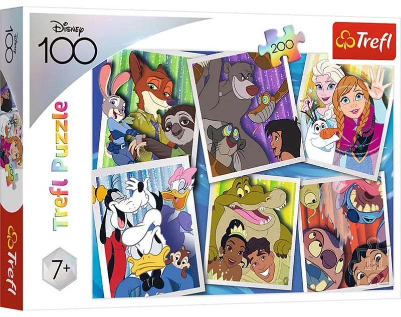 puzzel - Disney helden 200 stukjes - Disney 100 jubileum. de Trefl, édition Multicolore – boîte