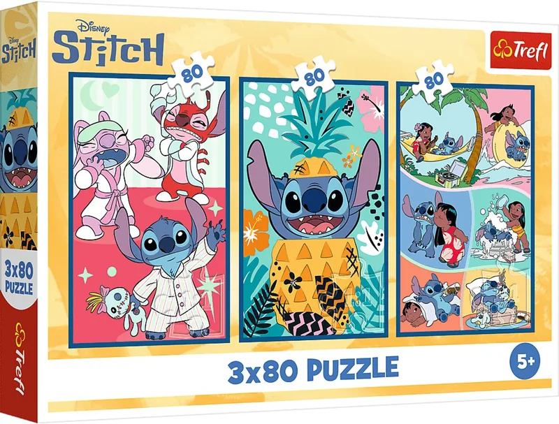puzzel Disney Lilo&Stitch 3x80 stukjes - Stitch's wereld. van Trefl, editie Meerkleurig – doos