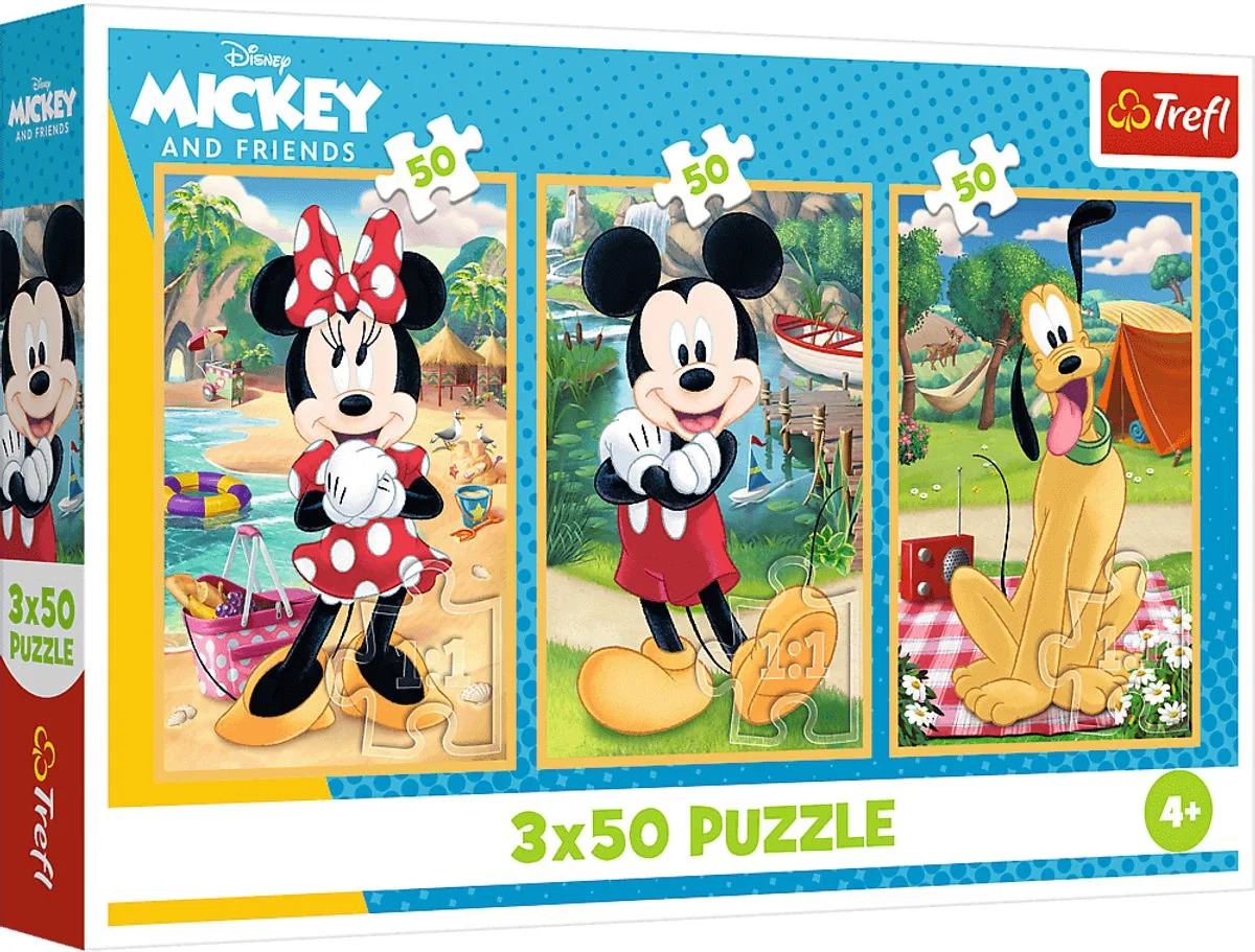 puzzel Disney Mickey Mouse - 3x50 stukjes FSC Mix 70%. van Trefl, editie Meerkleurig – doos