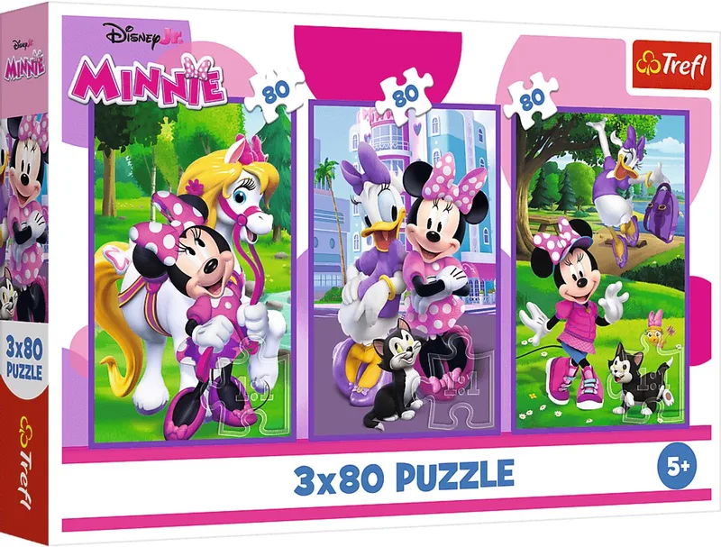 puzzel Disney Minnie - 3x80 stukjes FSC Mix 70% kinderpuzzel. van Trefl, editie Meerkleurig – doos