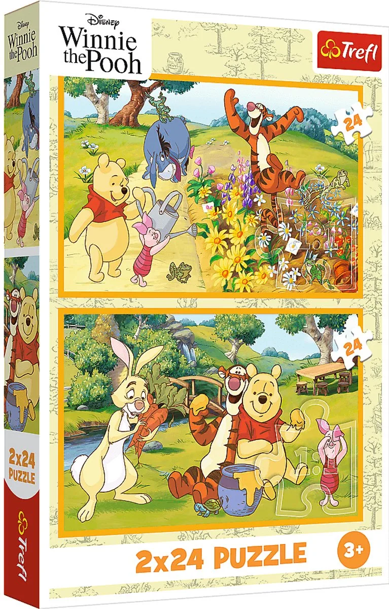 puzzel Disney Winnie de Poeh - 2x24 stukjes - tuinavontuur. de Trefl, édition Multicolore – boîte