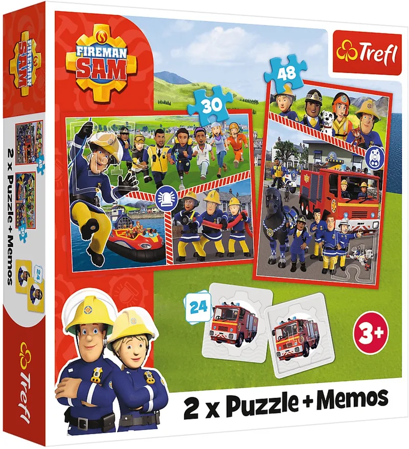 puzzel en memory - Fireman Sam team 2in1 kinderspel. from Trefl, Multicolour edition – box