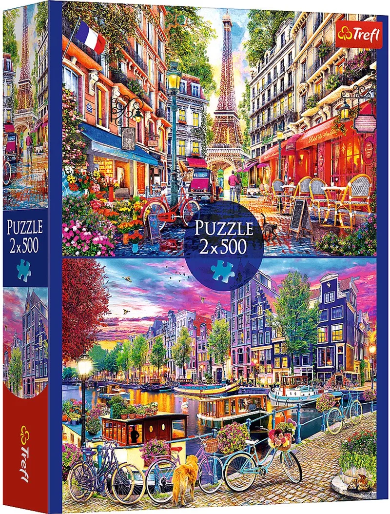 puzzel - Europese hoofdsteden - 2x500 stukjes legpuzzel. van Trefl, editie Meerkleurig – doos