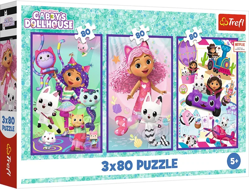 puzzel Gabby's Dollhouse kleurrijke dagen - 3x80 stukjes FSC. from Trefl, Multicolour edition – box