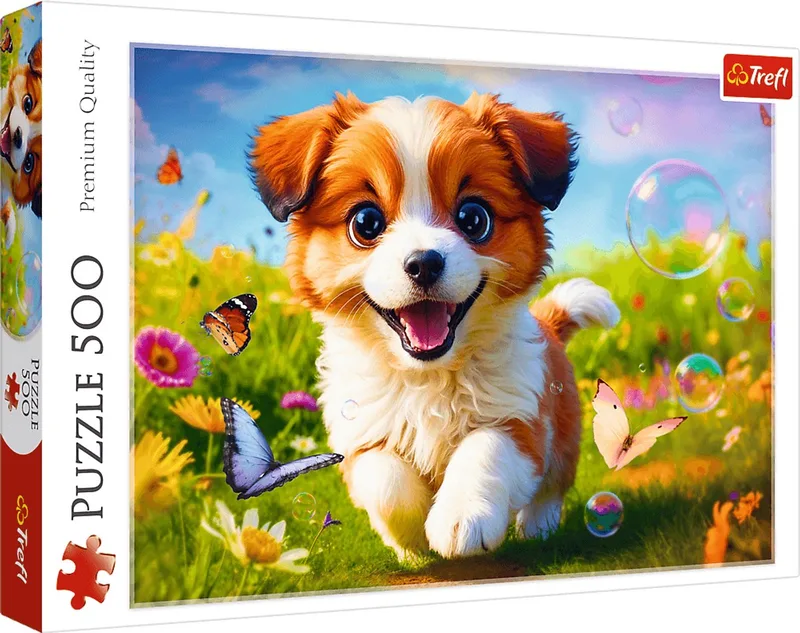 puzzel Happy Puppy - 500 stukjes dieren karton FSC. fra Trefl, Flerfarvet-udgave – æske