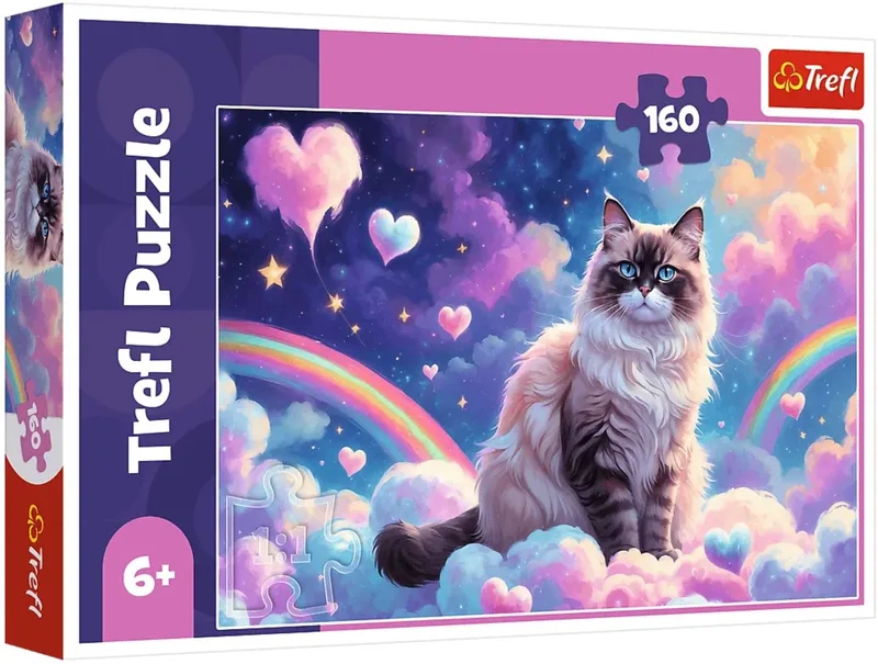 puzzel kat - legpuzzel 160 stukjes - kleurrijk speelgoed. van Trefl, editie Meerkleurig – doos