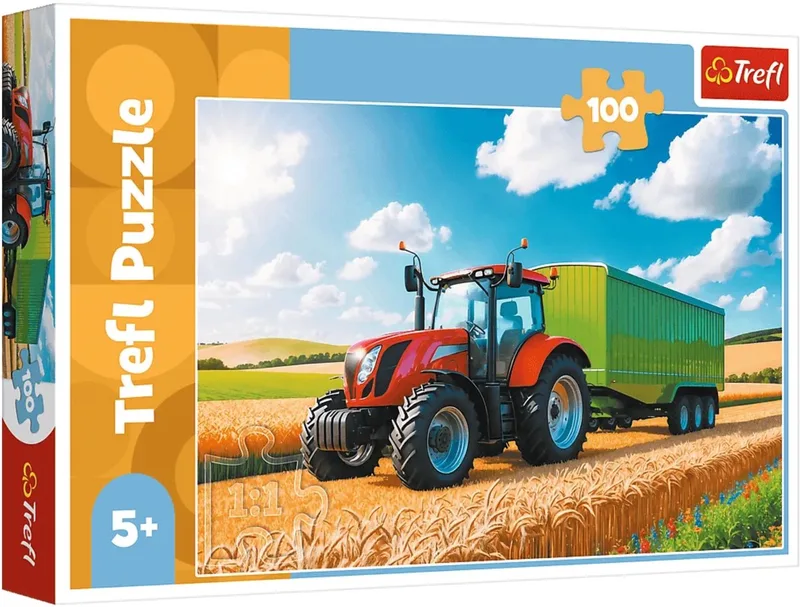 puzzel landbouw tractor met aanhanger - 100 stukjes FSC. from Trefl, Multicolour edition – box