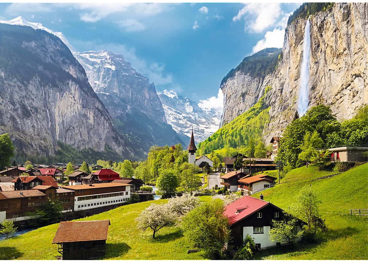 puzzel Lauterbrunnen Zwitserland - 3000 stukjes landschap. van Trefl, editie Meerkleurig – doos
