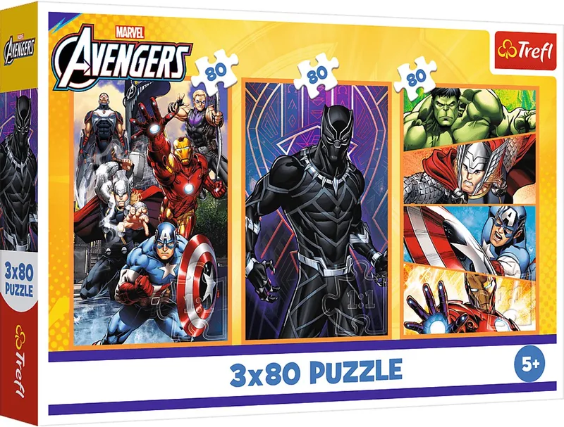 puzzel Marvel Avengers - 3x80 stukjes - actievolle dagen. de Trefl, édition Multicolore – boîte