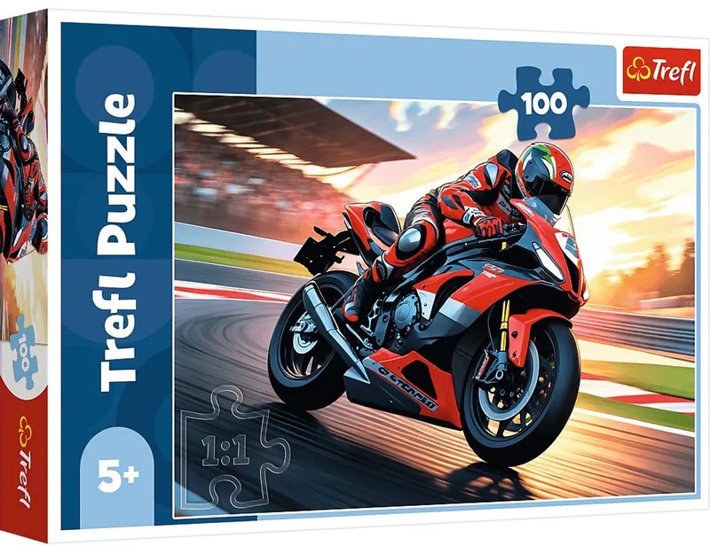 puzzel motorfiets - 100 stukjes - FSC Mix - kinderpuzzel. de Trefl, édition Multicolore – boîte