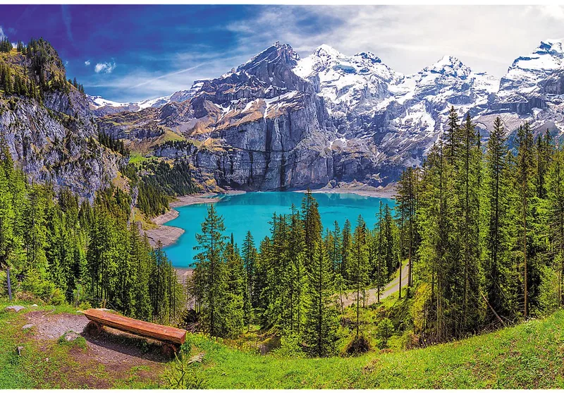 puzzel Oeschinensee Alpen Zwitserland 1500 stukjes landschap. van Trefl, editie Meerkleurig – doos