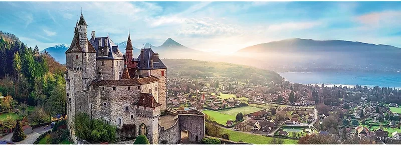puzzel - Panorama kasteel Menthon Frankrijk - 1000 stukjes. van Trefl, editie Meerkleurig – doos