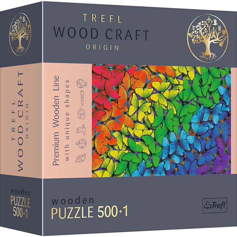 puzzel Rainbow Butterflies - 500 stukjes - inclusief poster. van Trefl, editie Meerkleurig – doos